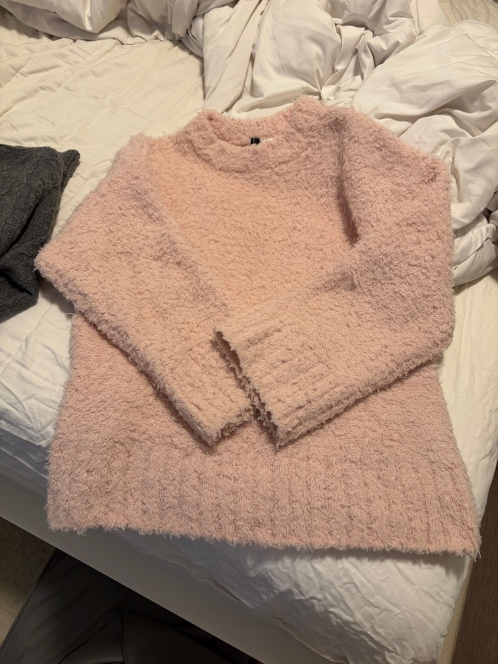 H&M Blush Pink Fuzzy Crewneck Sweater